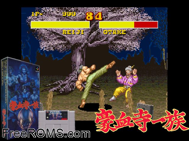 Power Instinct SNES game showing 3D box cover and gameplay screenshot
