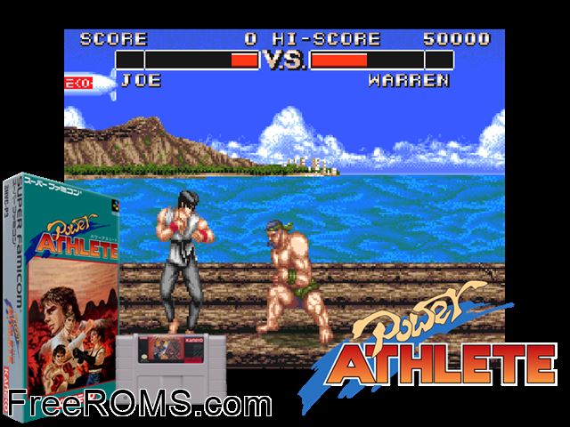 Power Moves SNES game showing 3D box cover and gameplay screenshot