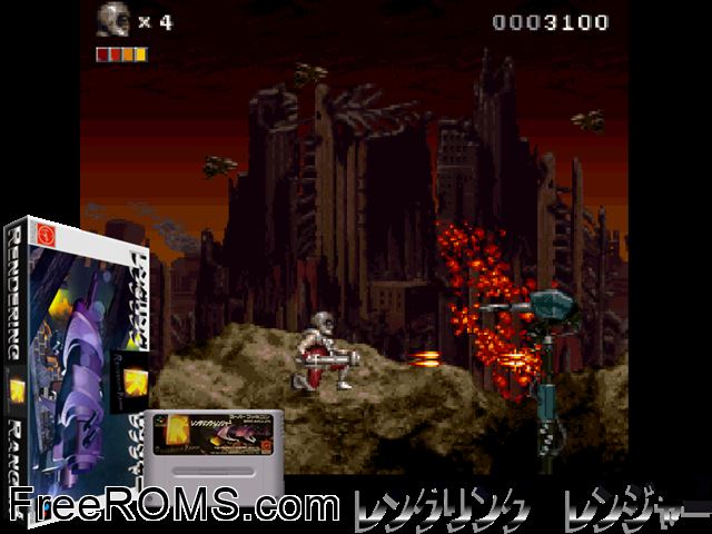Rendering Ranger R2 SNES game showing 3D box cover and gameplay screenshot