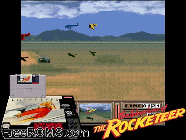 Rocketeer, The SNES game showing 3D box cover and gameplay screenshot