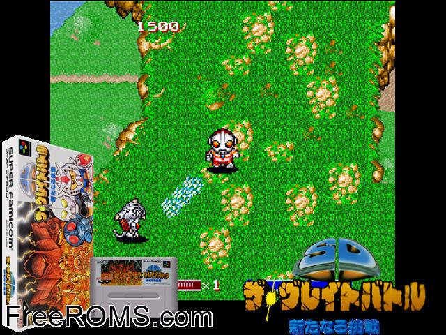 SD The Great Battle SNES game showing 3D box cover and gameplay screenshot