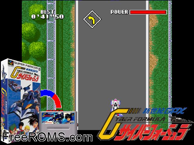 Shinseiki GPX - Cyber Formula SNES game showing 3D box cover and gameplay screenshot