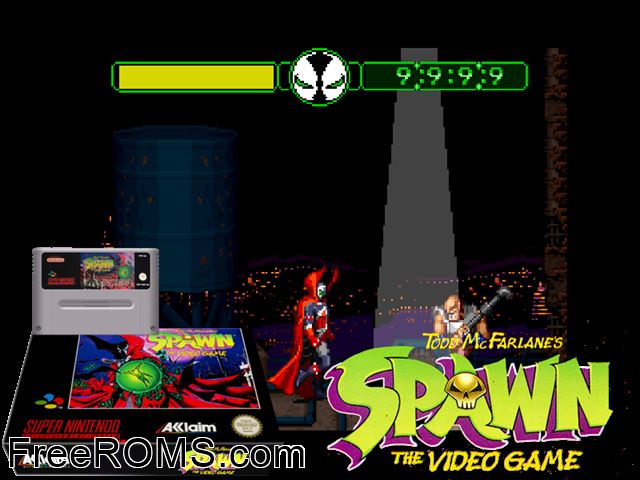 Spawn SNES game showing 3D box cover and gameplay screenshot