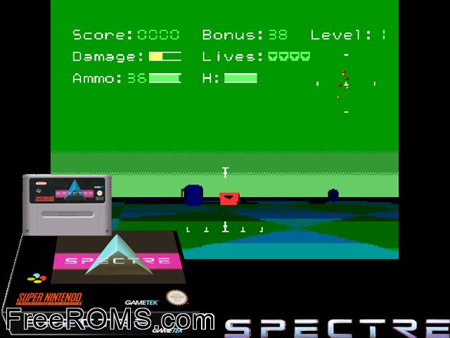 Spectre SNES game showing 3D box cover and gameplay screenshot