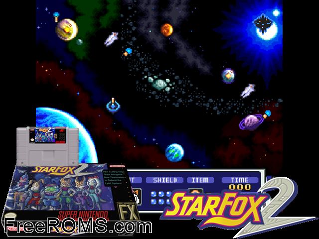Star Fox 2 SNES game showing 3D box cover and gameplay screenshot