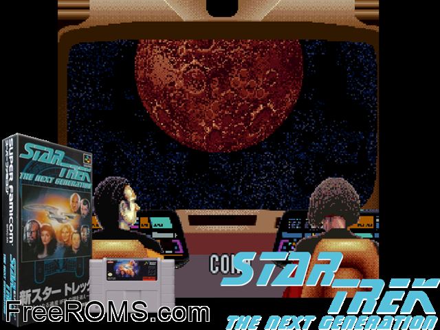 Star Trek - The Next Generation - Future's Past SNES game showing 3D box cover and gameplay screenshot