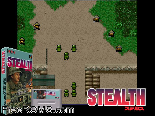 Stealth SNES game showing 3D box cover and gameplay screenshot