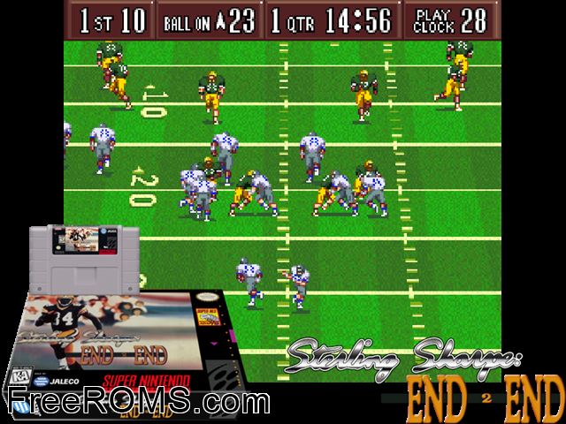 Sterling Sharpe - End 2 End SNES game showing 3D box cover and gameplay screenshot