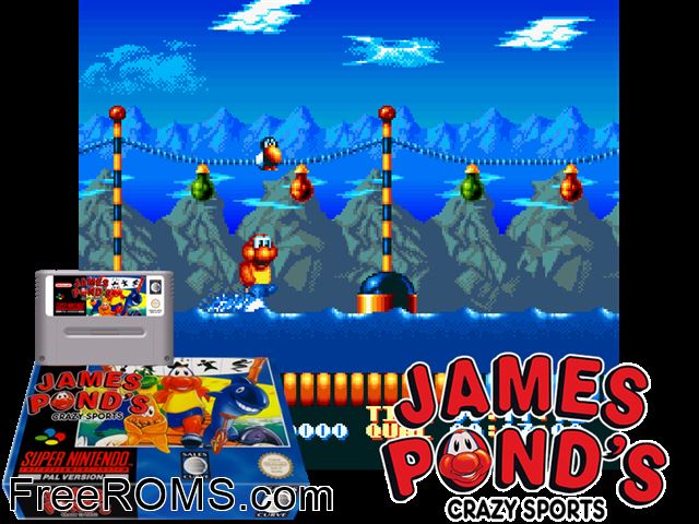 Super Aquatic Games, The SNES game showing 3D box cover and gameplay screenshot