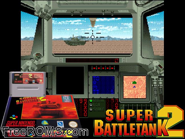 Super Battletank 2 SNES game showing 3D box cover and gameplay screenshot