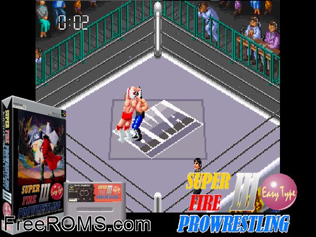 Super Fire Pro Wrestling III - Final Bout SNES game showing 3D box cover and gameplay screenshot