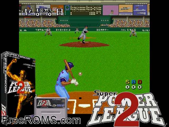 Super Power League 2 SNES game showing 3D box cover and gameplay screenshot