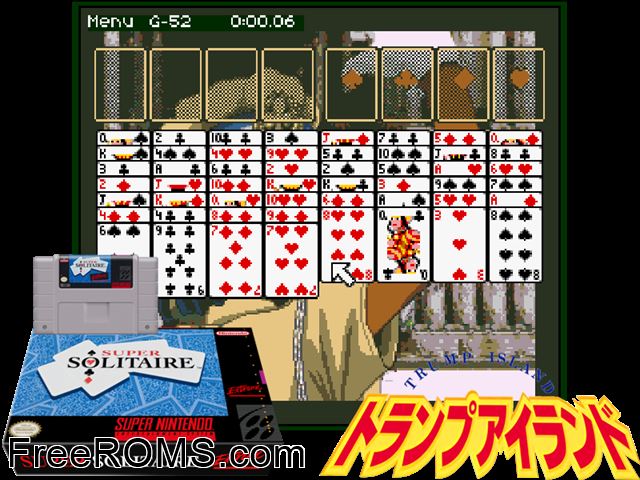 Super Solitaire SNES game showing 3D box cover and gameplay screenshot