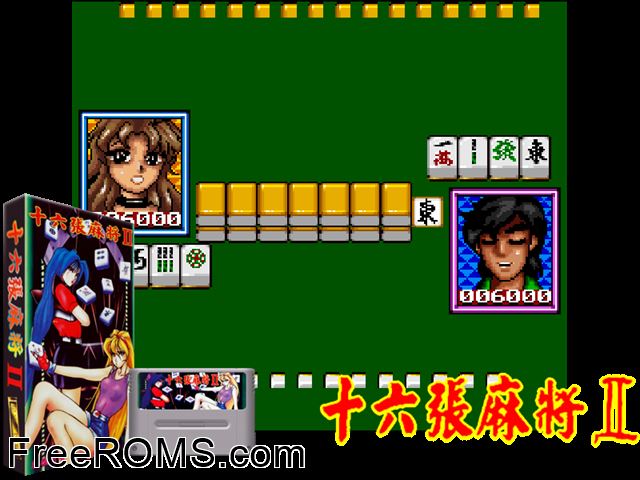 Taiwan 16 Mahjong II - Horoscope Girls Edition SNES game showing 3D box cover and gameplay screenshot