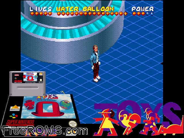 Toys SNES game showing 3D box cover and gameplay screenshot