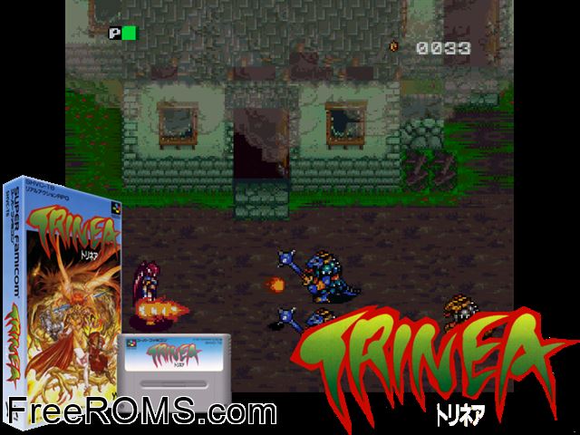 Trinea SNES game showing 3D box cover and gameplay screenshot