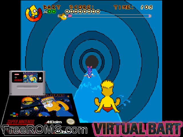 Virtual Bart SNES game showing 3D box cover and gameplay screenshot