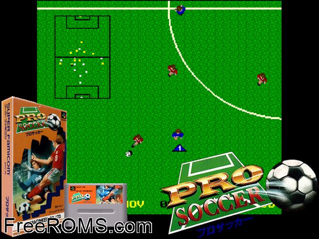 World League Soccer SNES game showing 3D box cover and gameplay screenshot