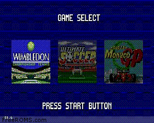 Sega Sports 1 (Wimbledon, Ult.Soccer, Super Monaco) Screen Shot 1