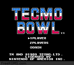 Tecmo Bowl Screen Shot 1