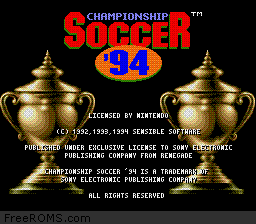 Championship Soccer '94 Screen Shot 1