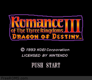 Romance of the Three Kingdoms III - Dragon of Destiny Screen Shot 1